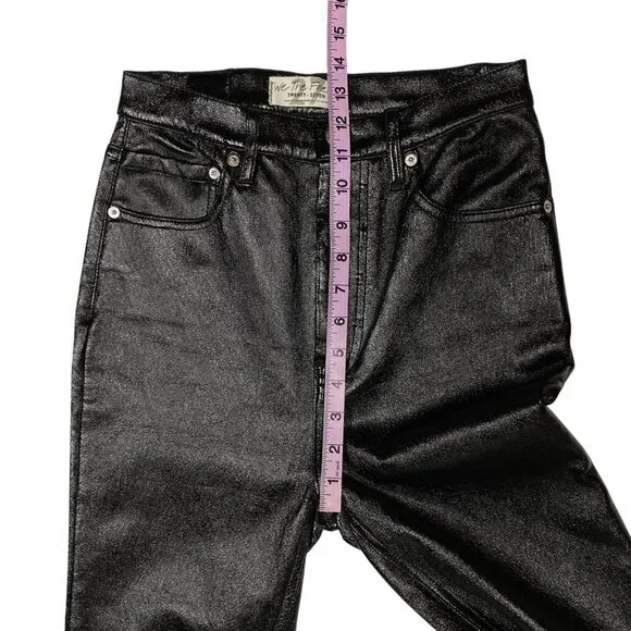 We the Free People Shiny Black Jeans, Size 27, Coated Faux Leather, Skinny - Picture 7 of 14